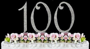 Rhinestone Cake Topper Number 100