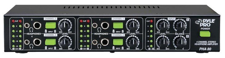 Pyle-Pro PHA80 4-Channel Stereo Headphone Amplifier with LED Level Indicators (Discontinued by Manufacturer)