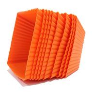 Trustworthy Buy 12-pack Reusable Silicone Square Baking Cups / Cupcake Liners - Orange N2