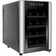 AKDY&reg; 12 Bottles Single Zone Thermoelectric Touch Control Stainless Steel Finish Electric Wine Cooler Cellar N2