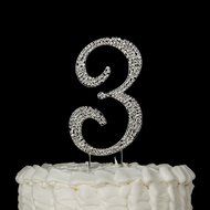 Number 7 Cake Topper, Birthday or Anniversary Party Decoration, Rhinestone Metal Top (7) N23