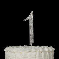 Number 7 Cake Topper, Birthday or Anniversary Party Decoration, Rhinestone Metal Top (7) N25