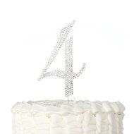 Number 7 Cake Topper, Birthday or Anniversary Party Decoration, Rhinestone Metal Top (7) N28