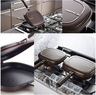 Happycall PLASMA Titanium Coating Double Grill Pan IH (Induction) Compatible New Version (2 Set (10.8"+11.8")) N5