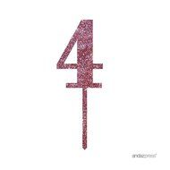 Andaz Press 5th Birthday and Anniversary Acrylic Cake Toppers, Pink Glitter, Number 5, 1-Pack N124