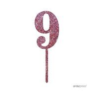 Andaz Press 5th Birthday and Anniversary Acrylic Cake Toppers, Pink Glitter, Number 5, 1-Pack N129