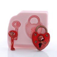 Heart Padlock and Key Silicone Mold Cake Decorating Fondant, Chocolate, Candy, Craft &amp; Jewelry Mold Resin, Polymer... N2