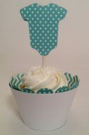 Piece of Cake Parties Baby Shower Cupcake Toppers Little Boy Blue Onesie Set of 12 N2
