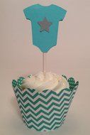 Piece of Cake Parties Baby Shower Cupcake Toppers Little Boy Blue Onesie Set of 12 N4