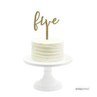 Andaz Press 5th Birthday and Anniversary Acrylic Cake Toppers, Pink Glitter, Number 5, 1-Pack N136