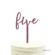 Andaz Press 5th Birthday and Anniversary Acrylic Cake Toppers, Pink Glitter, Number 5, 1-Pack N137