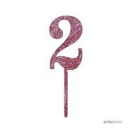 Andaz Press 5th Birthday and Anniversary Acrylic Cake Toppers, Pink Glitter, Number 5, 1-Pack N138