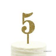 Andaz Press 5th Birthday and Anniversary Acrylic Cake Toppers, Pink Glitter, Number 5, 1-Pack N144