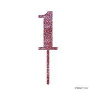 Andaz Press 5th Birthday and Anniversary Acrylic Cake Toppers, Pink Glitter, Number 5, 1-Pack N153