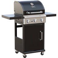 3-burner Outdoor BBQ Gas Grill With Foldable Side Panels and Swivel Casters, Black
