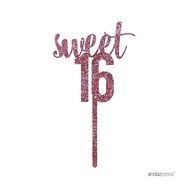 Andaz Press 5th Birthday and Anniversary Acrylic Cake Toppers, Pink Glitter, Number 5, 1-Pack N154
