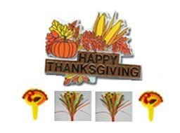 Happy Thanksgiving Cake Topper with Pumpkins and Turkeys