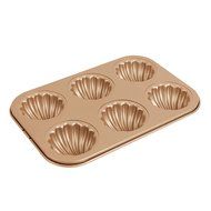 MyLifeUNIT 6 Cups Scallop Shaped Madeleine Pan, Non-Stick Carbon Steel Madeleine Mold N3