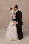 Porcelain Interracial Bi-racial Wedding Cake Topper Ethnic African American Black Groom White Caucasian Brunette... N3