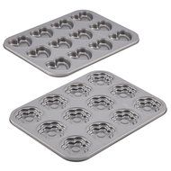 Cake Boss Specialty Nonstick Bakeware 2-Piece Heart &amp; Flower Shaped Cookie Pan Set N5