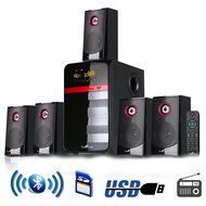 beFree Sound 5.1 Channel Bluetooth Surround Sound Speaker System- Red N4