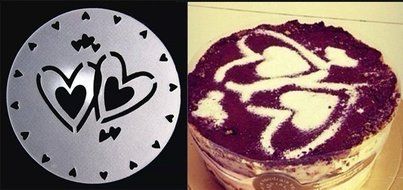 Lautechco 4Pcs/Set DIY Birthday Cake Spray Mold Decorating Heart Flower Screen Printing Film Coffee Tiramisu Decorating... N2