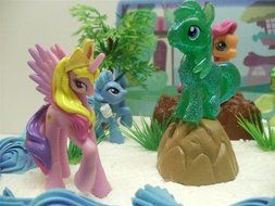 My Little Pony Birthday Cake Topper Featuring 10 Random My Little Pony Characters, Trees, Boulders, Backdrop and... N5