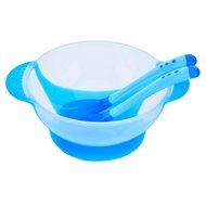 3pcs/set, Safety Baby Feeding Dishes Bright Color Babies Bowl with Suction Cup Assist Temperature Sensing Spoon
