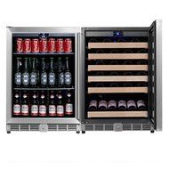 KingsBottle 2-Zone Wine and Beverage Combo Refrigerator, Holds 300 Cans and 98 Bottles, Stainless Steel with Glass... N12