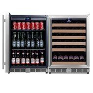 KingsBottle 2-Zone Wine and Beverage Combo Refrigerator, Holds 300 Cans and 98 Bottles, Stainless Steel with Glass... N13