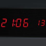 Aosis Red LED Wooden Alarm Clock Time Temperature Week Calendar Display for Home Office N2