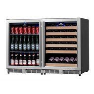 KingsBottle 2-Zone Wine and Beverage Combo Refrigerator, Holds 300 Cans and 98 Bottles, Stainless Steel with Glass... N14