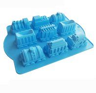 Yunko 9 Cavity Train Shapesilicone Birthday Holiday Cake Pan Cake Mould for Muffins, Cupcakes, Jello, Desserts... N3
