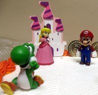 Mario Brothers 23 Piece Birthday Cake Topper Set Featuring Mario Castle, Bomb, Mario Coins, 6 Mario Figures Including... N7