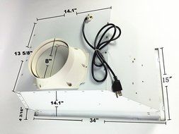 34"x15" Range Hood Insert Stainless Steel with Baffle Filters 1200cfm N2