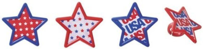 Patriotic USA Star Cupcake Rings - 12 ct