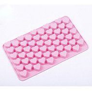 Y&amp;XL&amp;H 55-Slot Heart Shaped Silicone Cake Biscuit Baking Mold Tray Mold Bakeware (Pink)