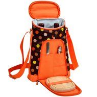 Picnic at Ascot Stylish 2 Bottle Insulated Wine Tote Bag with Cheese Board, Knife and Corkscrew - Trellis Blue N9