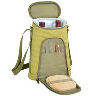 Picnic at Ascot Stylish 2 Bottle Insulated Wine Tote Bag with Cheese Board, Knife and Corkscrew - Trellis Blue N10