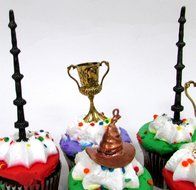 WIZARDING WORLD 9 Piece Birthday CUPCAKE Topper Set, Featuring 3 Random Wands and Wizard Themed Cupcake Toppers... N3
