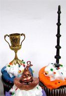 WIZARDING WORLD 9 Piece Birthday CUPCAKE Topper Set, Featuring 3 Random Wands and Wizard Themed Cupcake Toppers... N4