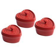 Staub Ceramic Heart Mini Cocotte 3-pc Set - Cherry
