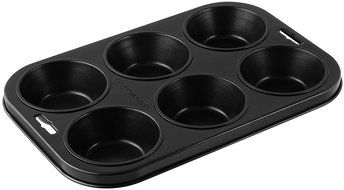 Fackelmann 43437 11.4 x 7.9 x 1.1" 6 Muffins Baking Mold, Black