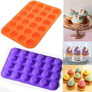 Shopline 24 Cavity Mini Muffin Cup Silicone Soap Cookies Cupcake Bakeware Pan Tray Mould N3