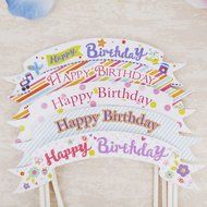 uhoMEY(TM) Happy Birthday Cake Cupcake Bunting Banner Flag Food Topper Shower Party Picks N7
