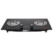 Windmax 30" Black Tempered Glass 2 Burners Built-in Fixed NG / LPG Gas Cooktops with Time Set Function N4