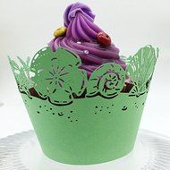 CozyT 50 PACK Roses Cupcake Wrappers Artistic Bake Cake Paper Cups Vine Lace Laser Cut Liner Baking Cup Muffin... N5