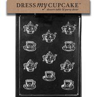 Dress My Cupcake Chocolate Candy Mold, Tea Pots and Demitasse Cup