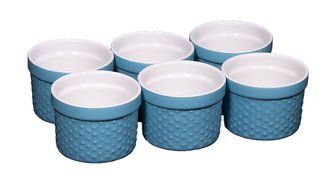 Durable Oven to Table 6 Piece Hobnail Porcelain, Ramekin, Souffle' 4 Oz. Dish (Aqua) N2