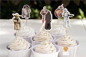 24pcs Star Wars Darth Vader Yoda candy bar cupcake toppers pick baby shower kids birthday party supplies